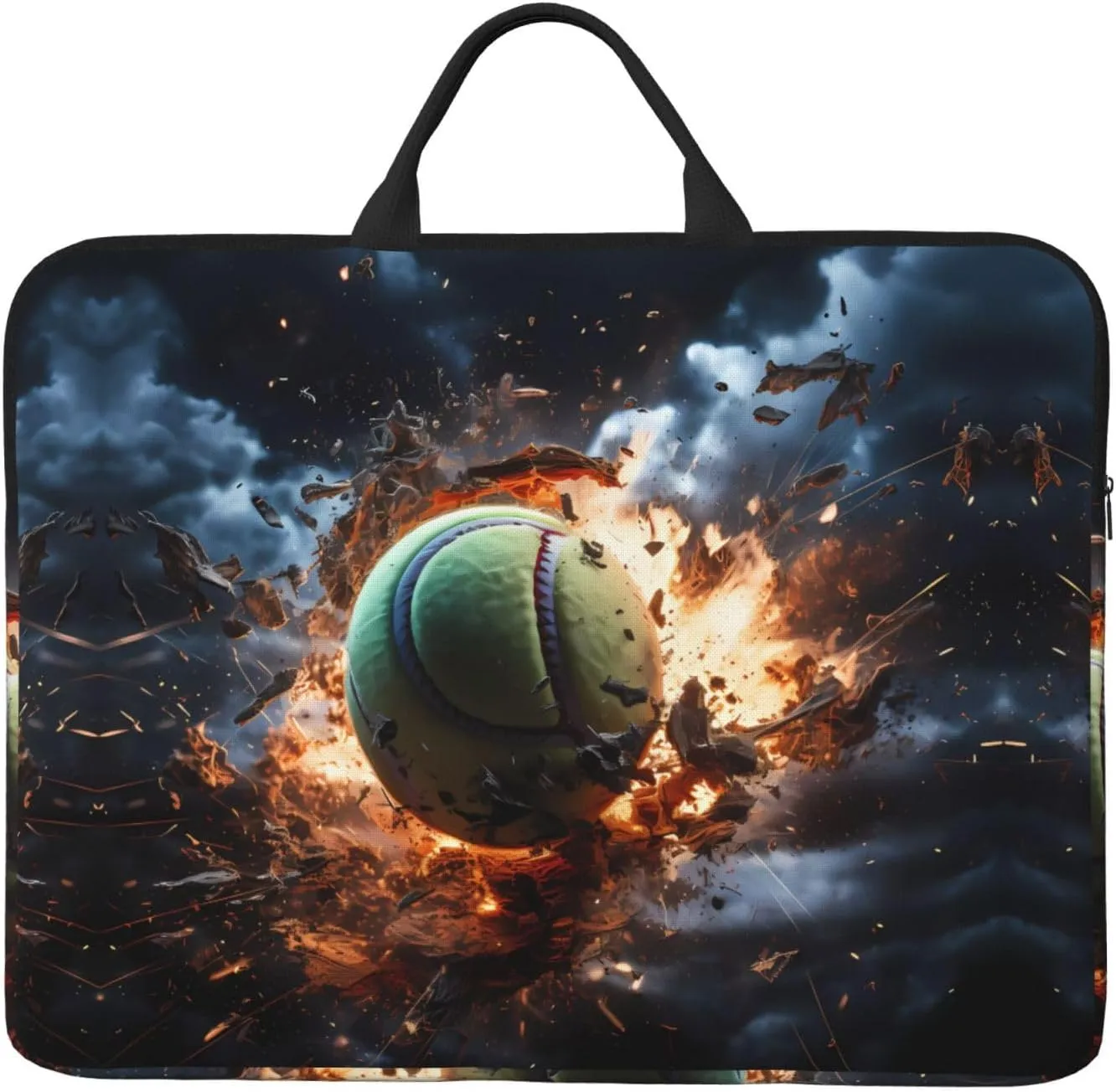 14in Lightning Fever Tennis Print Laptop Case Sleeve Bag â€“ Shock-Resistant Padded Interior, Perfect for Business and Daily Commute