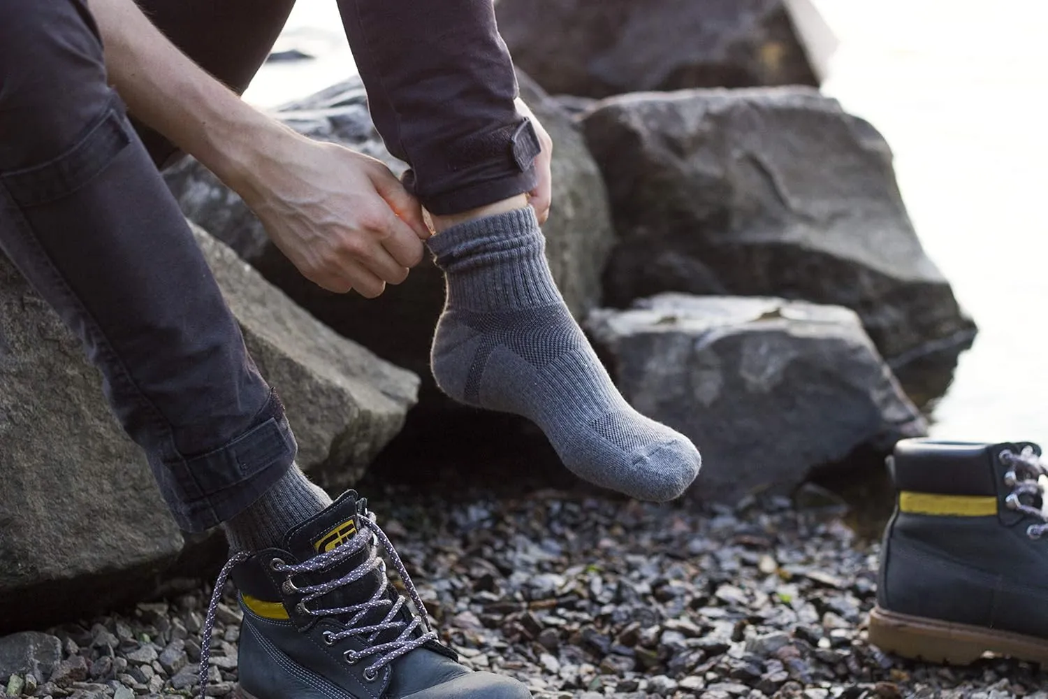 281Z Military Cotton Micro Crew Boot Socks - Cushioned Sole - Moisture Wicking - Odor Resistant (Dark Grey)
