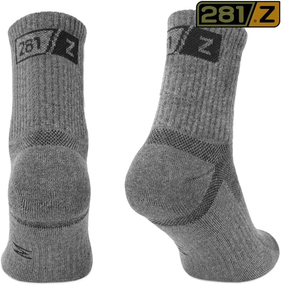 281Z Military Cotton Micro Crew Boot Socks - Cushioned Sole - Moisture Wicking - Odor Resistant (Dark Grey)