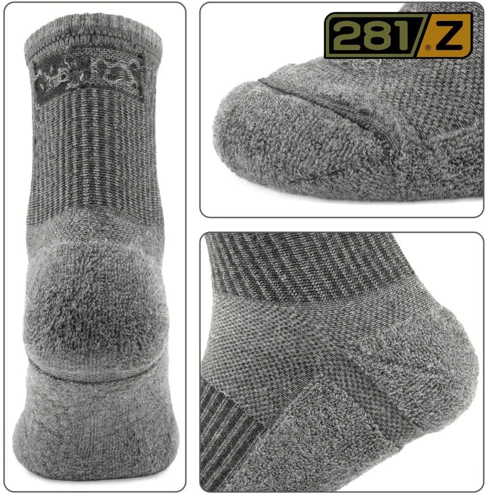 281Z Military Cotton Micro Crew Boot Socks - Cushioned Sole - Moisture Wicking - Odor Resistant (Dark Grey)