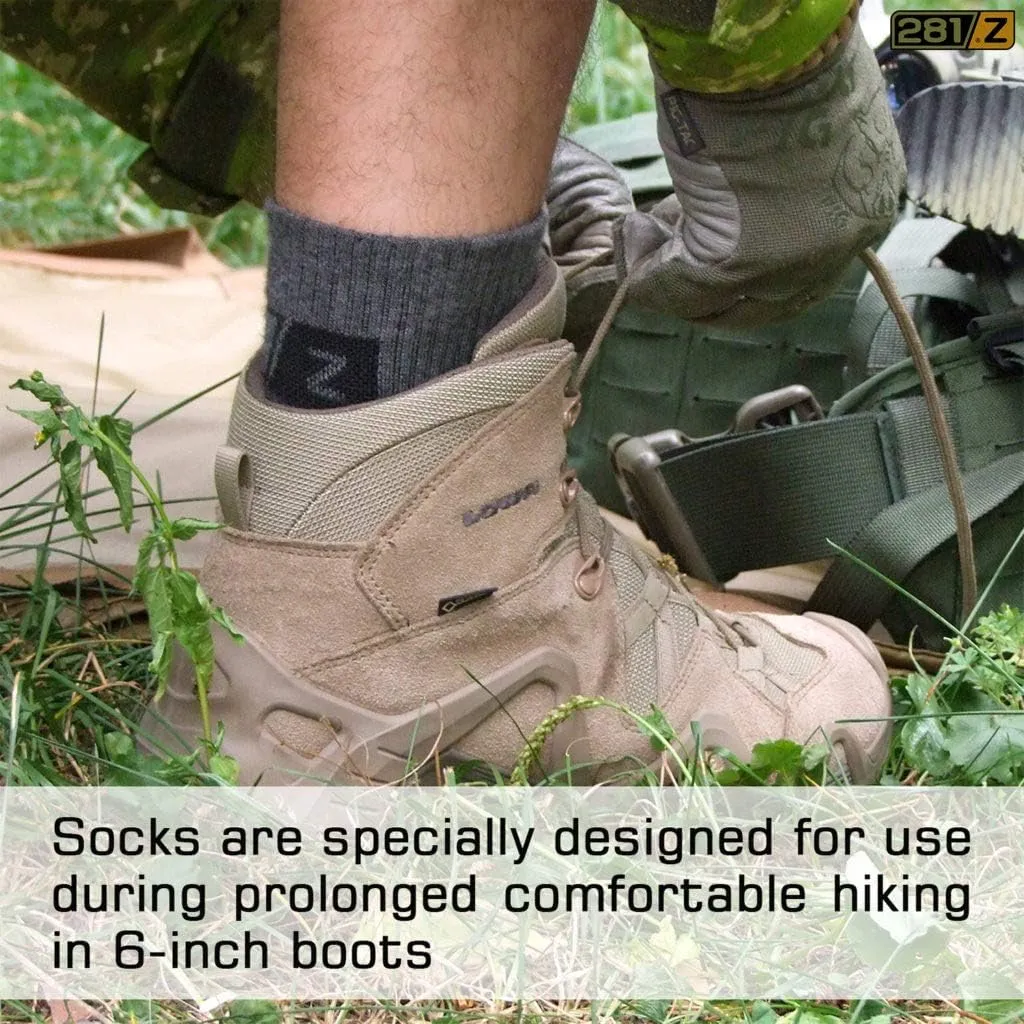 281Z Military Cotton Micro Crew Boot Socks - Cushioned Sole - Moisture Wicking - Odor Resistant (Dark Grey)