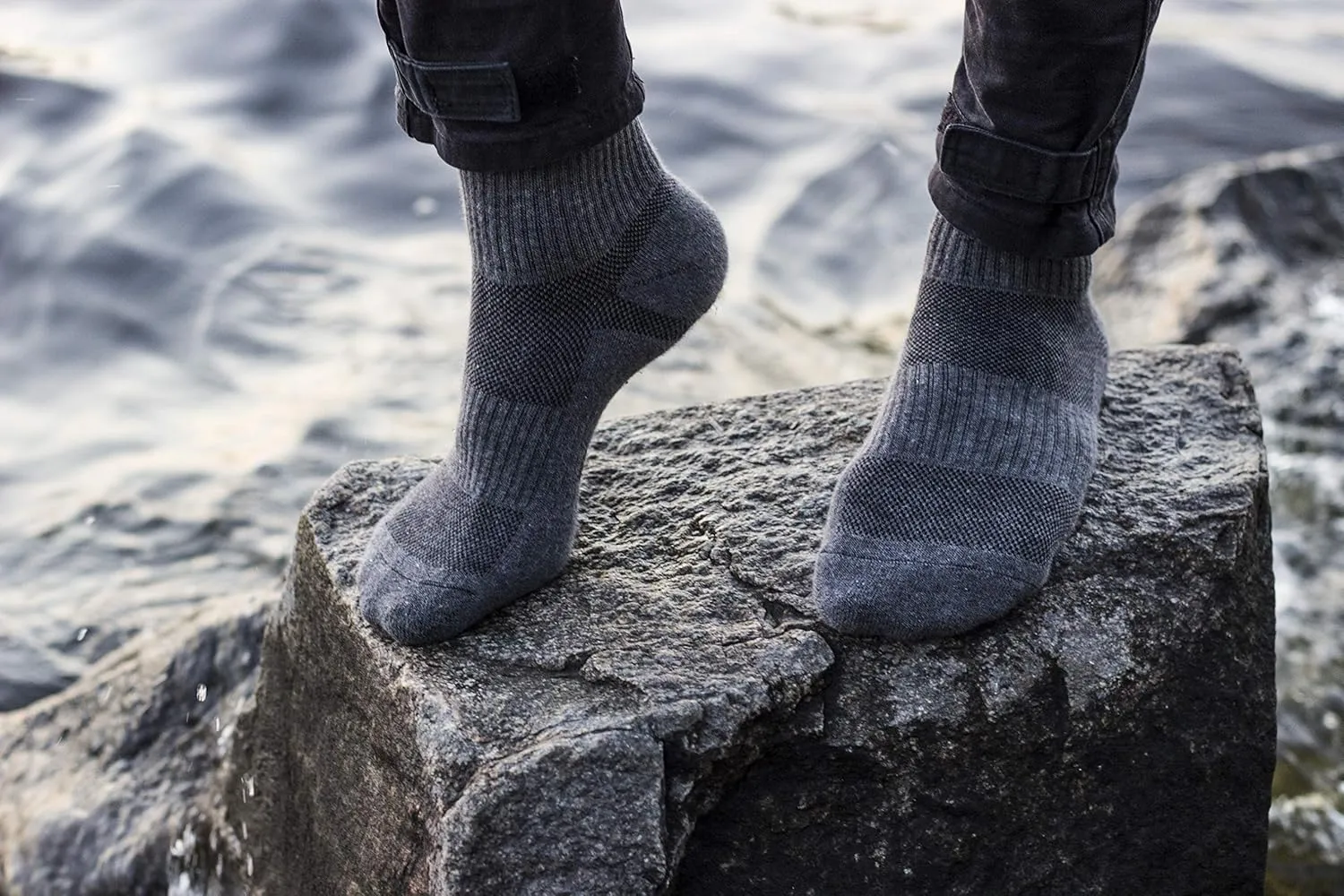 281Z Military Cotton Micro Crew Boot Socks - Cushioned Sole - Moisture Wicking - Odor Resistant (Dark Grey)