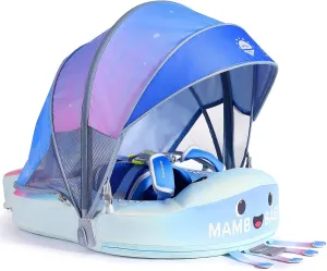 3 Swim Method Add Bed More Comfortable Mambobaby Float with Canopy and Tail Skin-Friendly Infant Pool Float Non Inflatable Baby Swim Float Mambo Float Swim Trainer for Boys Girls Aged 3-24 Months