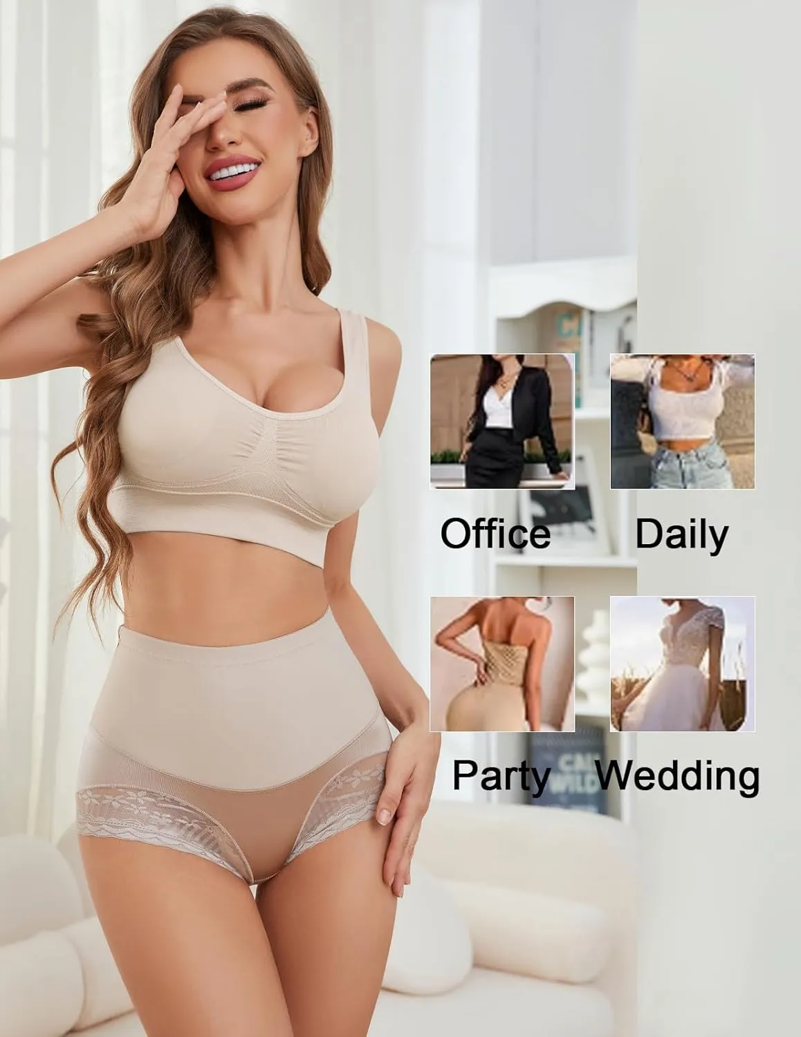 4 Packs Women's Tummy Control Underwear High Waisted Shapewear Panties Stretch Full Coverage Briefs