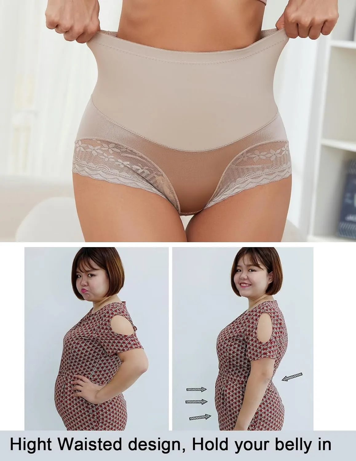 4 Packs Women's Tummy Control Underwear High Waisted Shapewear Panties Stretch Full Coverage Briefs