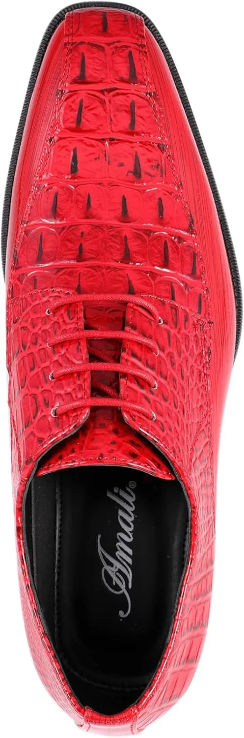 Amali Harvey Fashion Mens Dress Exotic Shoes Croco Lace up Oxford Formal Shoe for Men