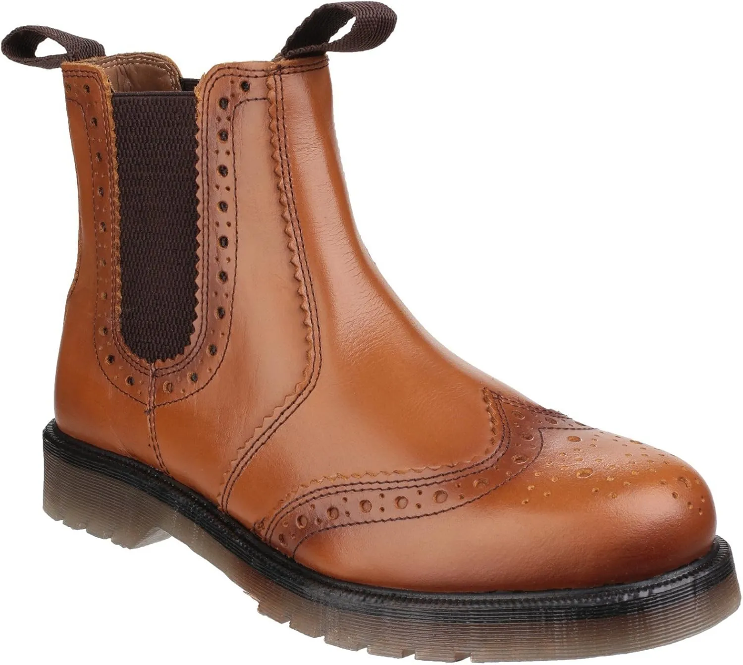 Amblers Mens Dalby Pull On Brogue Boot Tan Size UK 11 EU 45