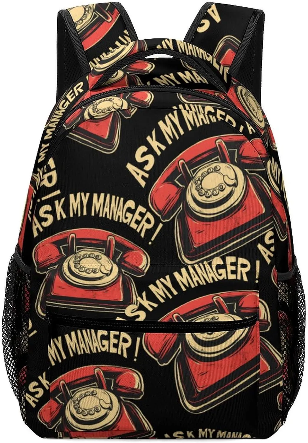 Ask My Manager Classic Basic Backpack Durable Casual Travel Hiking Laptop Adjustable Bag