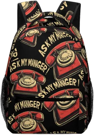 Ask My Manager Classic Basic Backpack Durable Casual Travel Hiking Laptop Adjustable Bag