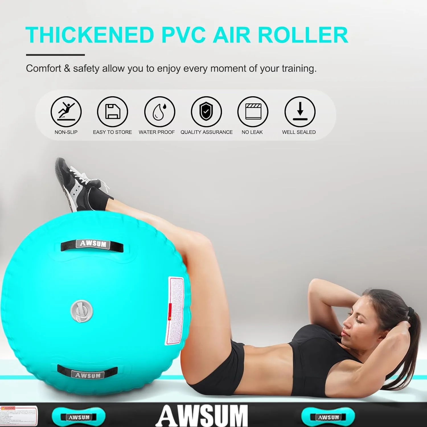 AWSUM 1 PCS Gymnastics Barrel Air Roller Inflatable Tumbling Mat Back Handspring Trainer for Octagon Mat Gym Gymnastics Equipment，No Electric Pump