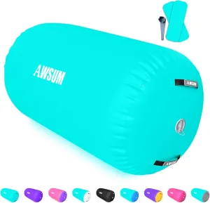 AWSUM 1 PCS Gymnastics Barrel Air Roller Inflatable Tumbling Mat Back Handspring Trainer for Octagon Mat Gym Gymnastics Equipment，No Electric Pump