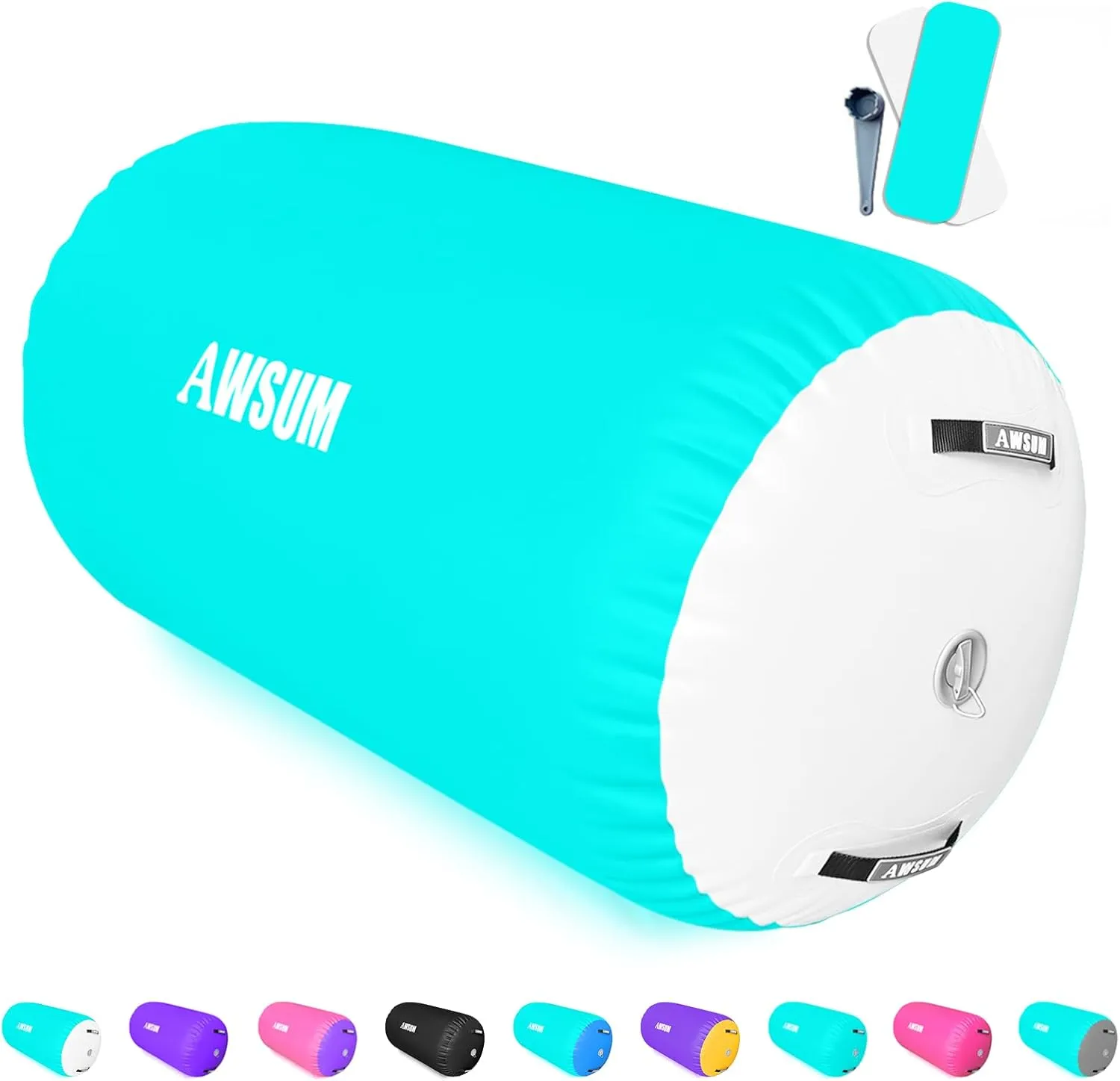 AWSUM 1 PCS Gymnastics Barrel Air Roller Inflatable Tumbling Mat Back Handspring Trainer for Octagon Mat Gym Gymnastics Equipment，No Electric Pump