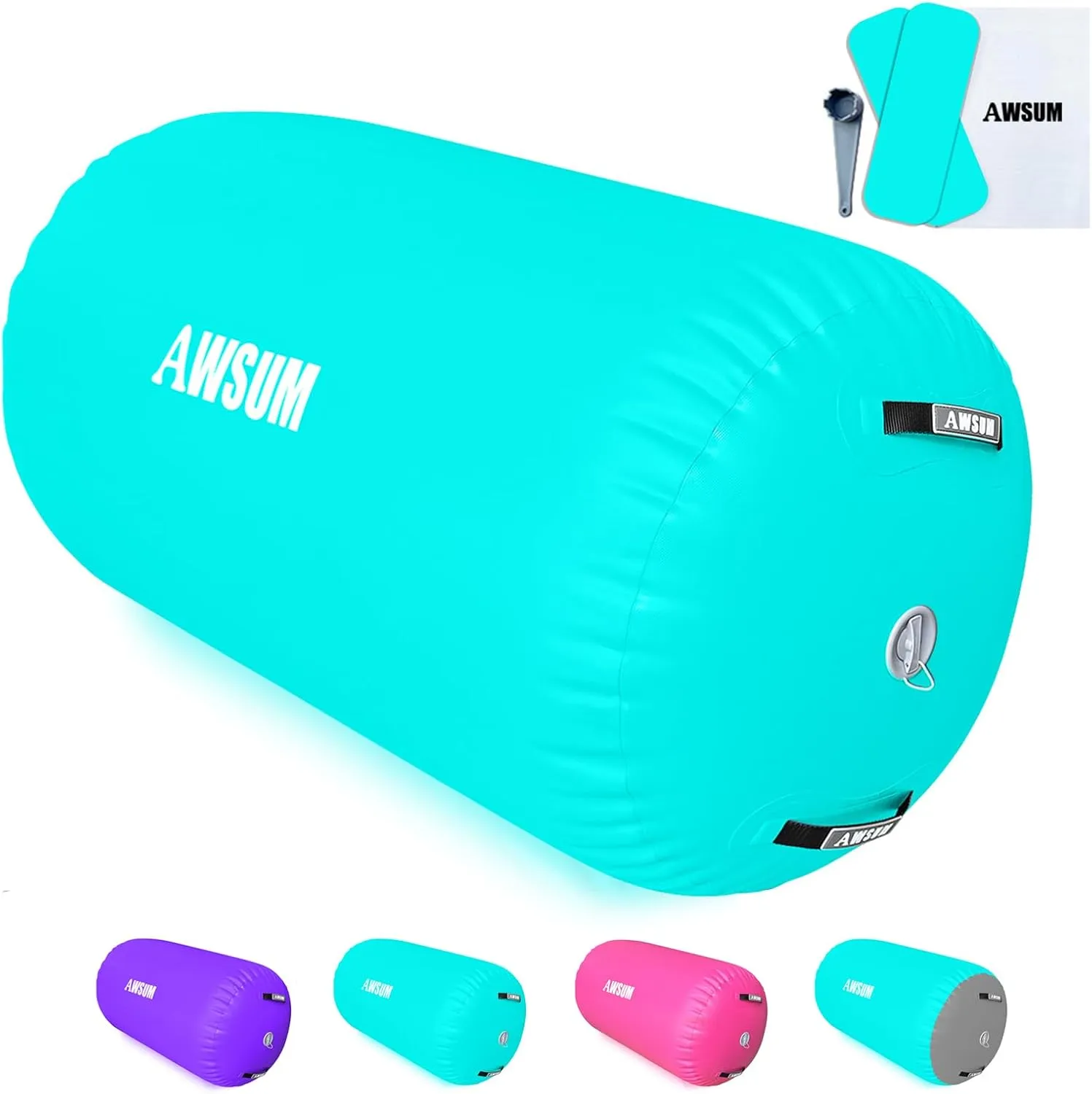 AWSUM 1 PCS Gymnastics Barrel Air Roller Inflatable Tumbling Mat Back Handspring Trainer for Octagon Mat Gym Gymnastics Equipment，No Electric Pump