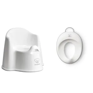 BabyBjörn Potty Chair, White/Gray & Toilet Trainer, White/Gray, 1 Count (Pack of 1)