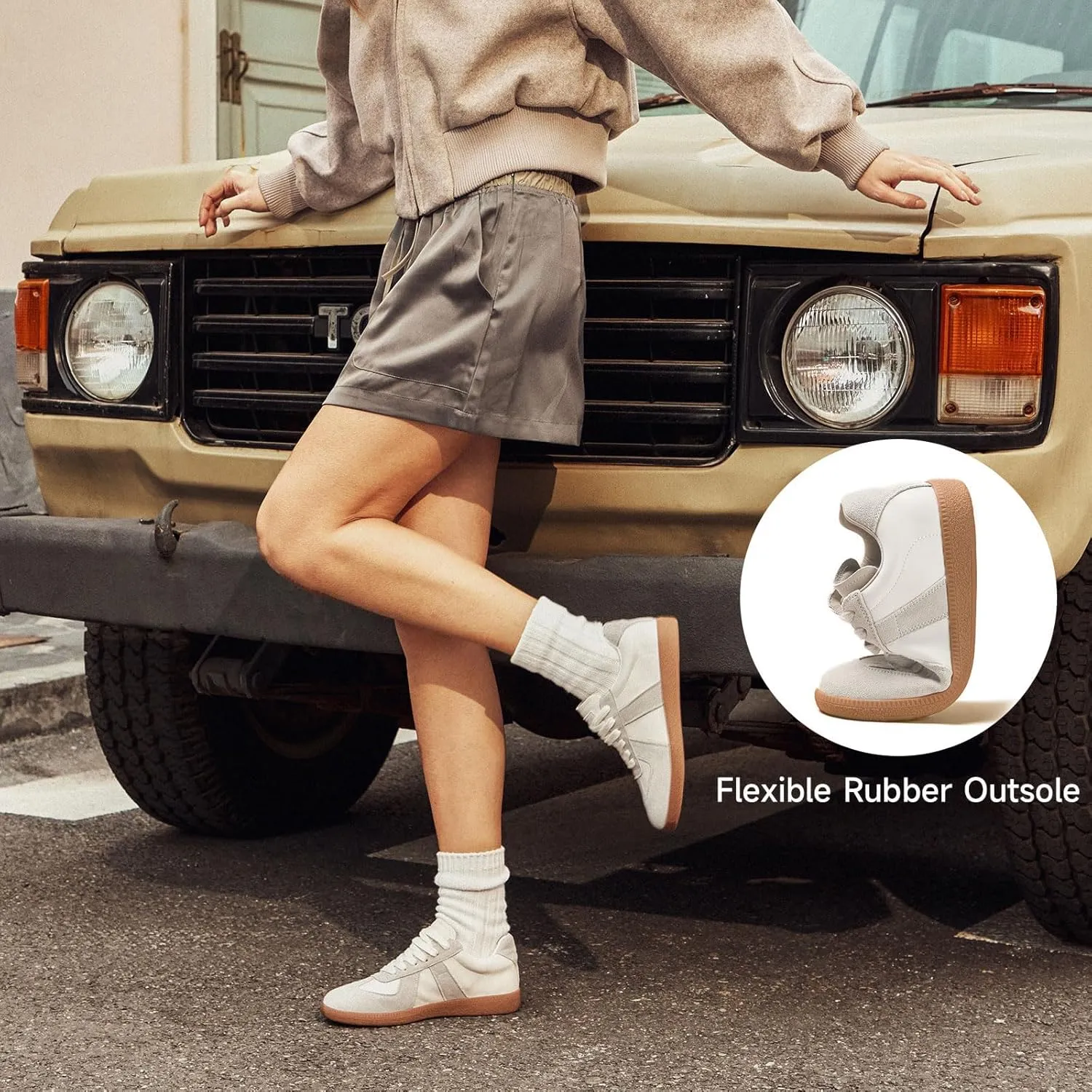 BEAU TODAY Fashion Sneakers Women,Leather Casual Lace Up Retro OG Sneakers,Comfortable Tennis Runnig Trainer Shoes