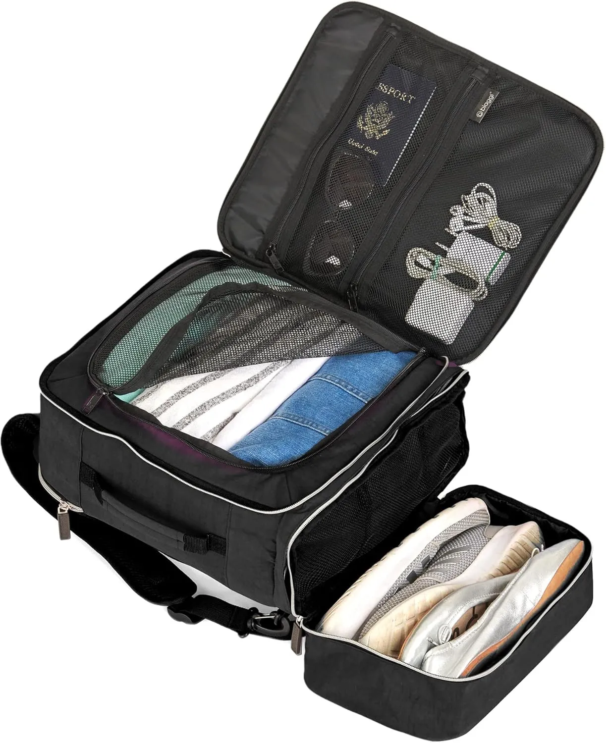 biaggi Carry Cube Backpack: TSA Approved Travel Bag with Removable Packing Cube, Lightweight & Durable for Personal Item Use (Black)