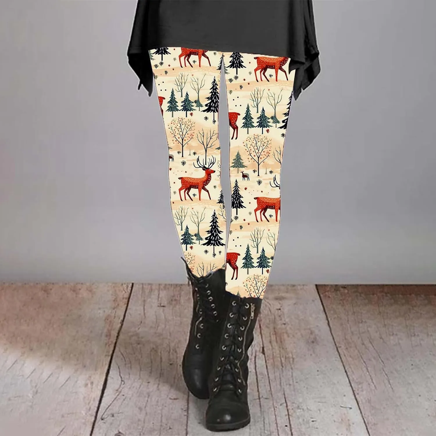Black Leggings Women Leggings Artistic Splash Printed Soft Stretchy Pants Winter Pants for Women Lined Thermal High