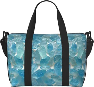 Blue Crystal Stone Personal Item Travel Bags for Women - Durable Travel Duffel Bags, Gym Bags for Overnight Trips