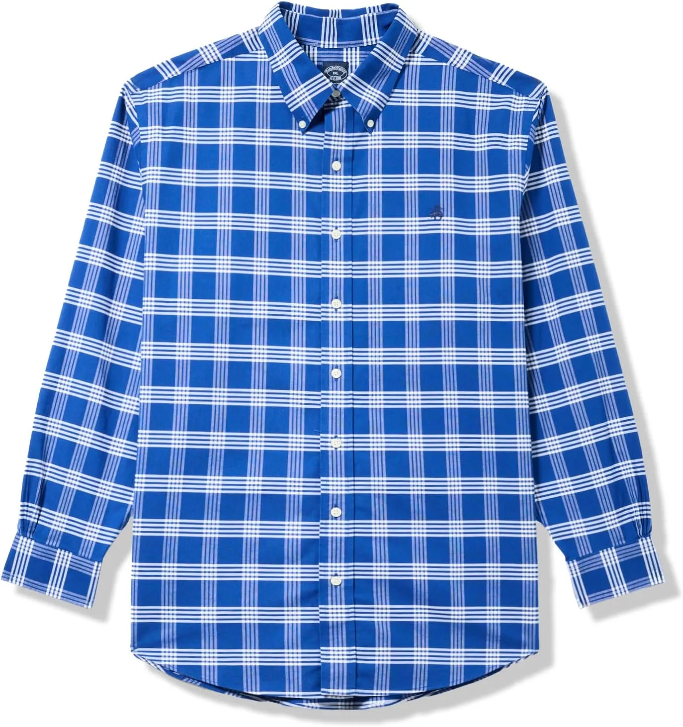 Brooks Brothers Men's Big & Tall Non-Iron Stretch Oxford Sport Shirt Long Sleeve Check