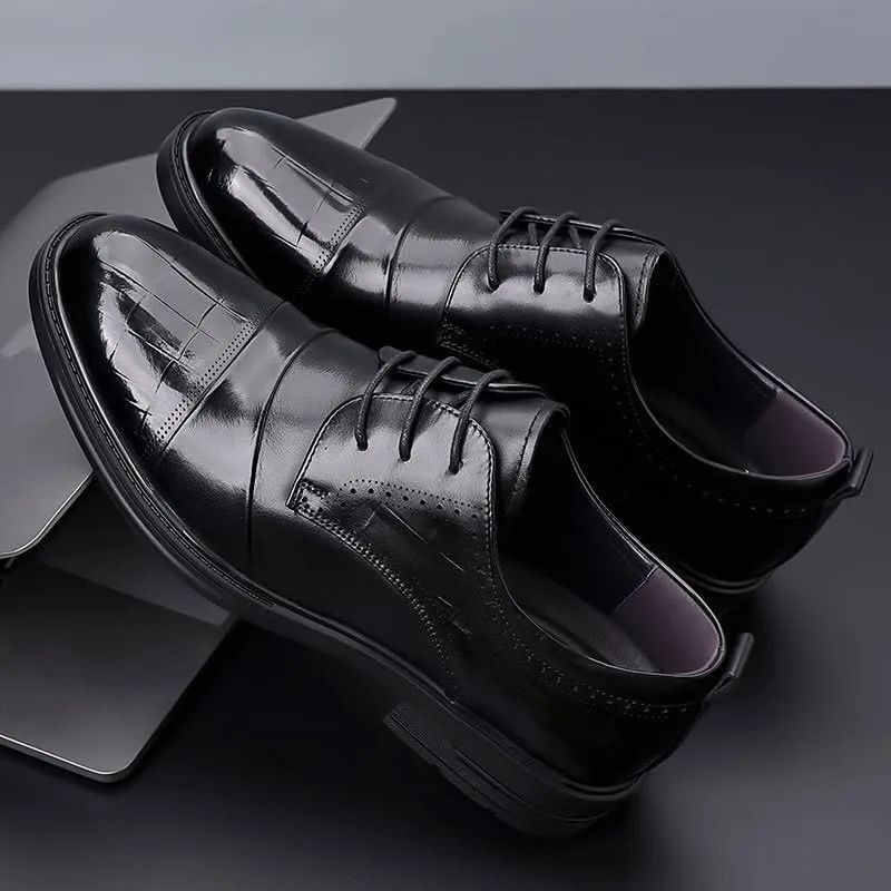 Business Suits Dress Shoes Men's Spring New Leather Casual Oxfords Groom's Wedding Formal Shoes(7.5)