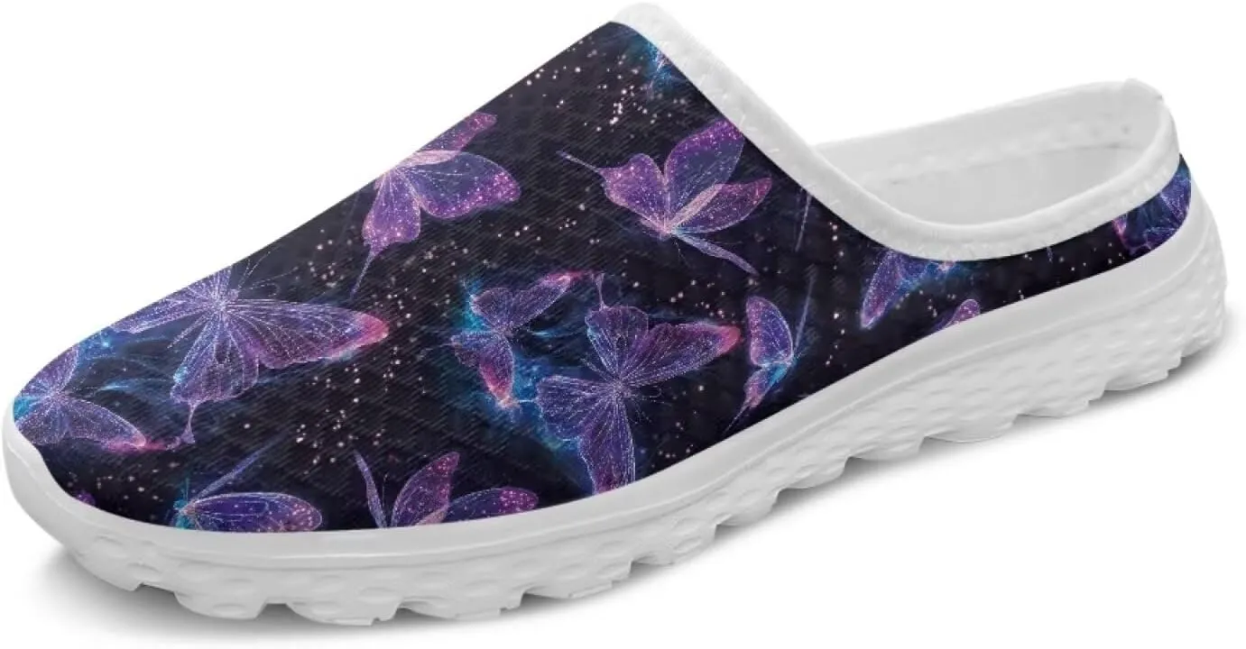 Butterfly Mule Tennis Shoes for Women Round Toe Classic Garden Clogs Lightweight Travel Shoes with EVA Sole