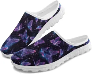 Butterfly Mule Tennis Shoes for Women Round Toe Classic Garden Clogs Lightweight Travel Shoes with EVA Sole