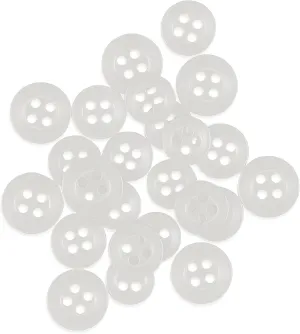 ButtonMode Standard Shirt Buttons 22pc Set Includes 8 Shirt Front Buttons (11mm or 7/16 in), 7 Sleeve Buttons (10mm or 3/8 in) & 7 Collar Buttons (9mm or Almost 3/8 in), Clear White, 22-Buttons