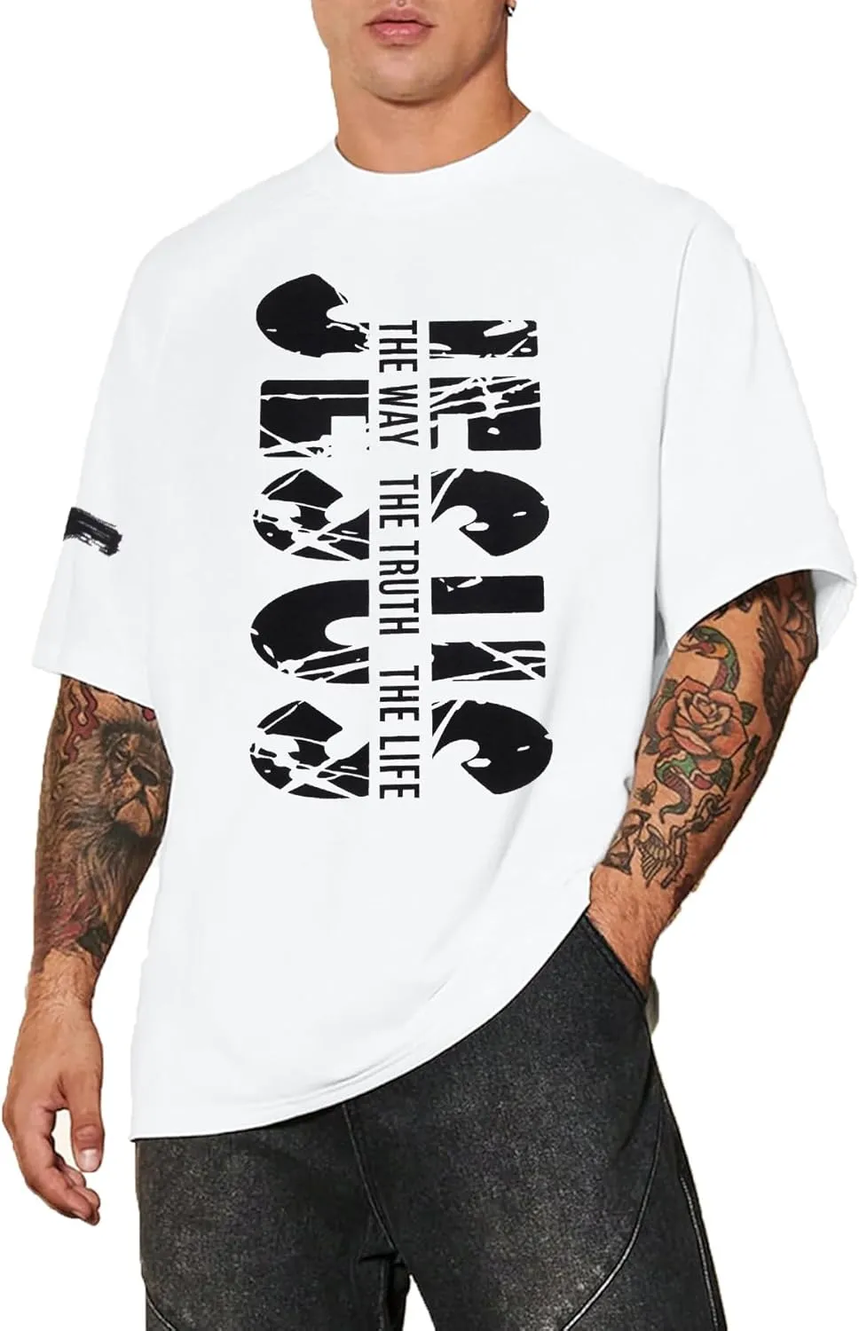 Christian Shirts for Men Inspirational God Faith Shirt Oversized Christian Faith Cross Tee Tops
