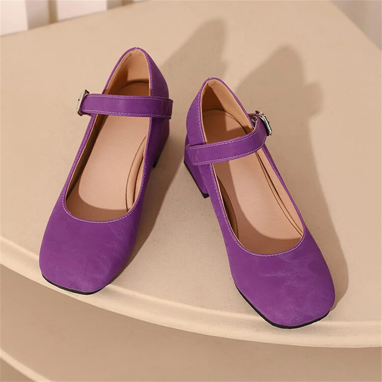 Chunky Heels Sandals for Women Slip On Square Toe Backless Orthopedic Block Low Heel Sandal Adjustable Ankle Strap Ladies Comfy Cushion Footbed Classic Dressy Shoes for Party Prom Bridal Wedding