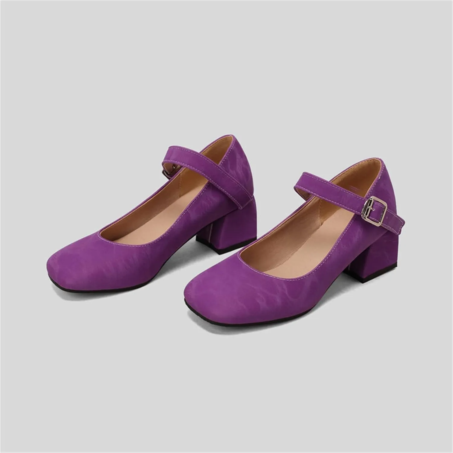 Chunky Heels Sandals for Women Slip On Square Toe Backless Orthopedic Block Low Heel Sandal Adjustable Ankle Strap Ladies Comfy Cushion Footbed Classic Dressy Shoes for Party Prom Bridal Wedding