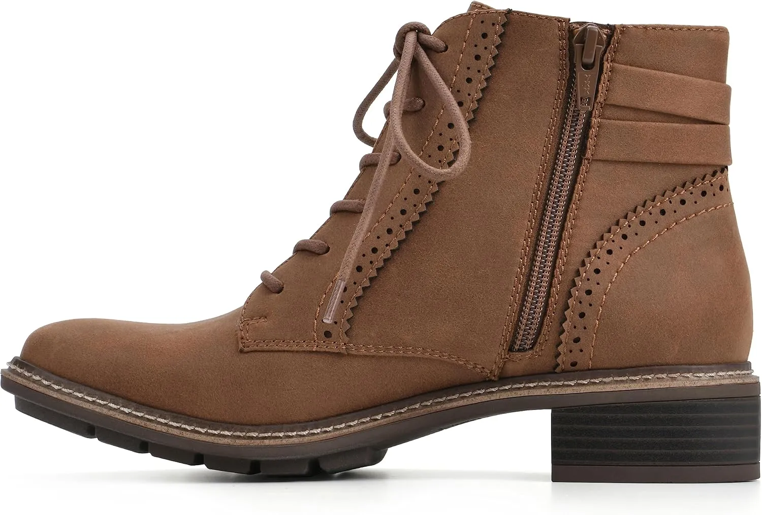 CLIFFS BY WHITE MOUNTAIN Women's Shoes Elibeth Stacked Heel Lace-Up Ankle Bootie