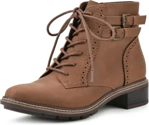 CLIFFS BY WHITE MOUNTAIN Women's Shoes Elibeth Stacked Heel Lace-Up Ankle Bootie