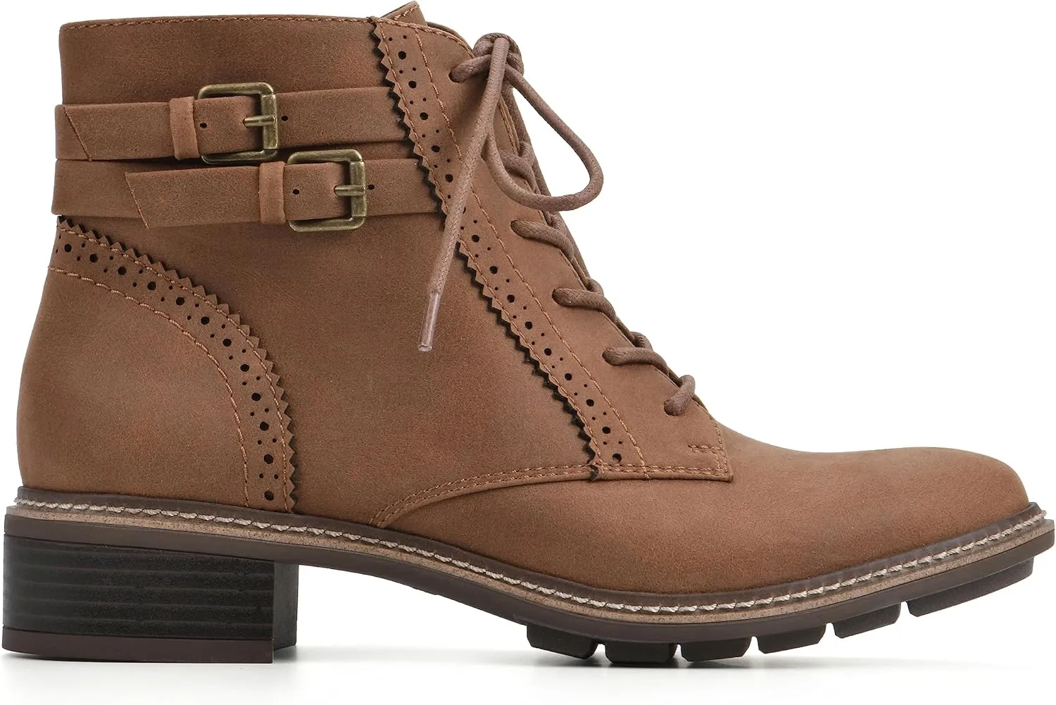 CLIFFS BY WHITE MOUNTAIN Women's Shoes Elibeth Stacked Heel Lace-Up Ankle Bootie