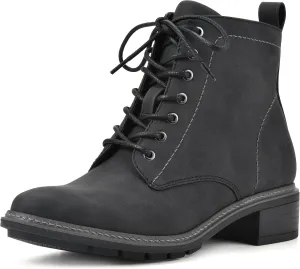 CLIFFS BY WHITE MOUNTAIN Women's Shoes Eligible Stacked Heel Lace-Up Ankle Bootie