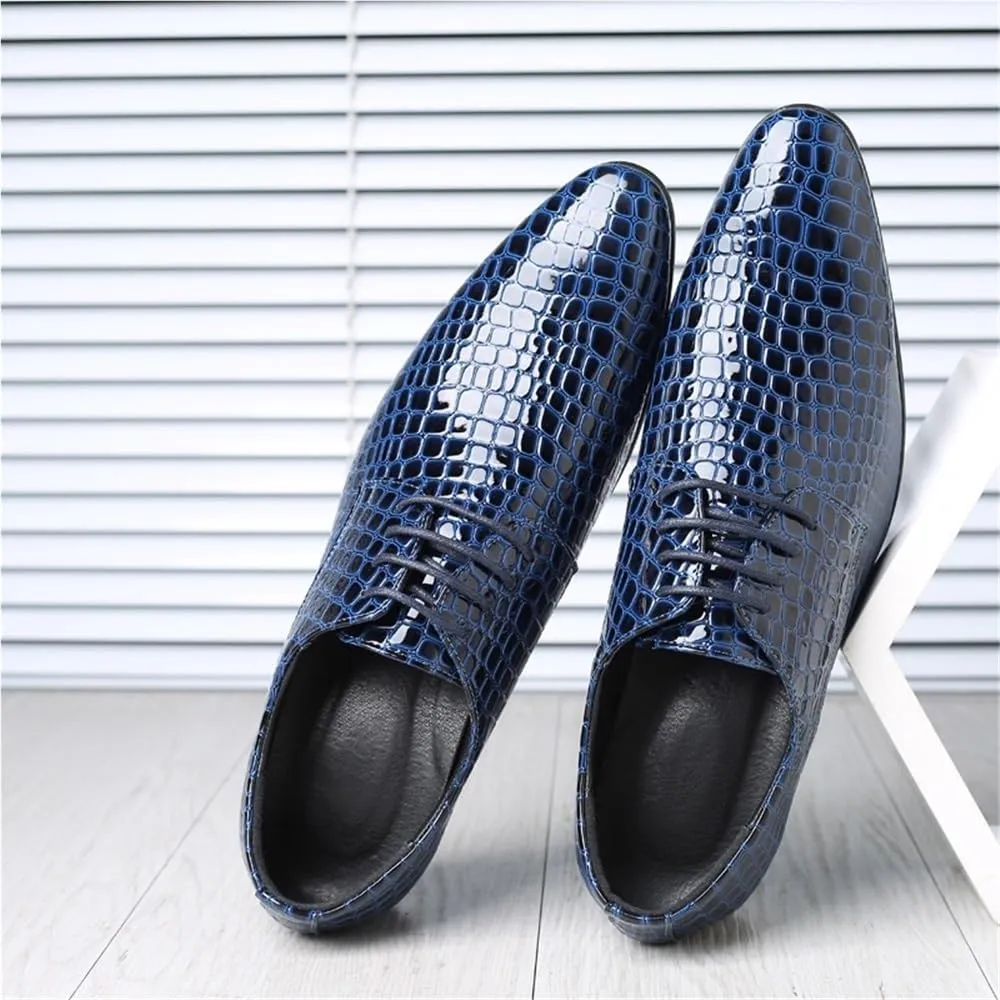 Crocodile Grain Men Casual Business Shoes Oxfords Fashion Pointed Toe Lace-up Mens Dress Shoes for Male
