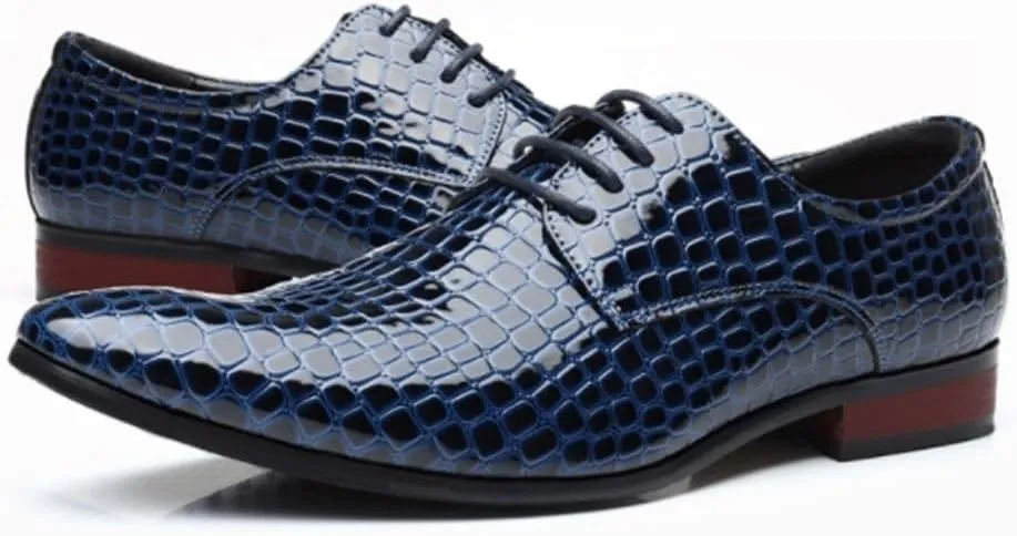 Crocodile Grain Men Casual Business Shoes Oxfords Fashion Pointed Toe Lace-up Mens Dress Shoes for Male