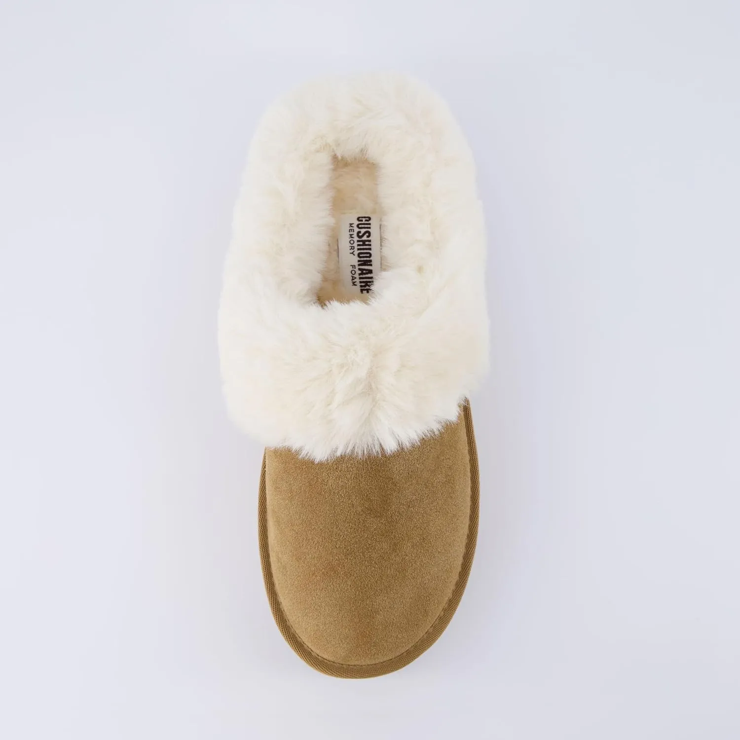 CUSHIONAIRE Women's Husky Genuine Suede cozy mule Platform  Memory Foam, Wide Widths Available