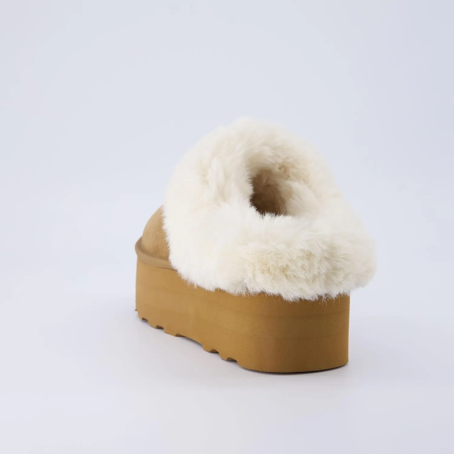CUSHIONAIRE Women's Husky Genuine Suede cozy mule Platform  Memory Foam, Wide Widths Available