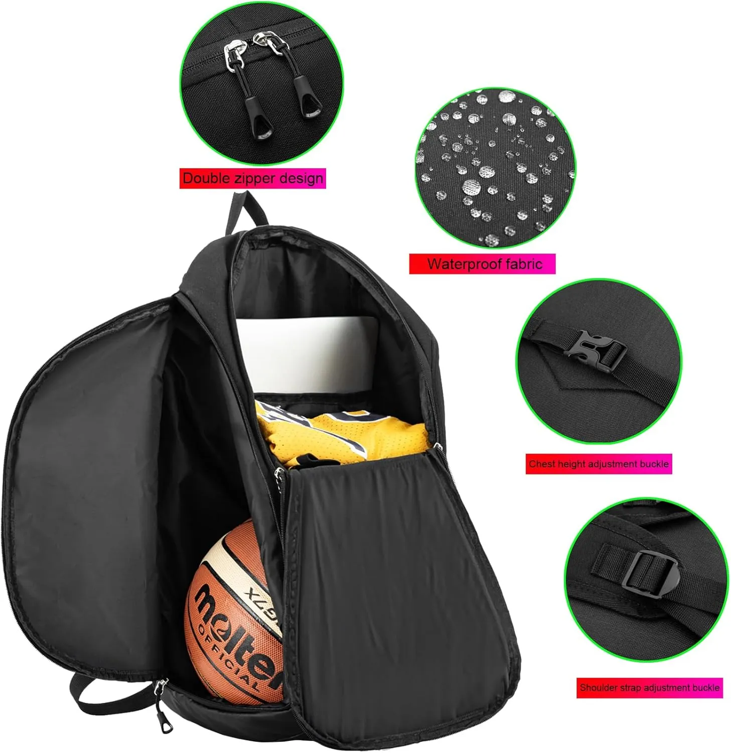 Custom Basketball Backpack for Mens,Personalized Sports Bag with Ball Compartment, Durable Waterproof Gym Backpack, Travel, and Outdoor Activities (Orange)