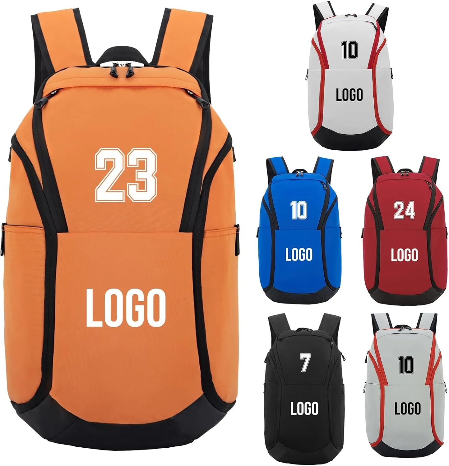 Custom Basketball Backpack for Mens,Personalized Sports Bag with Ball Compartment, Durable Waterproof Gym Backpack, Travel, and Outdoor Activities (Orange)