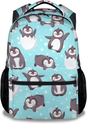 Cute Penguin Backpack, 16 Inch Animal Theme Bookbag with Adjustable Straps, Durable, Lightweight, Large Capacity, School Backpack for Kids Girls Boys