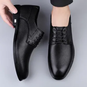 Daily Casual Lightweight Loafers Italy Classic Formal Business Dress Shoes Men's Luxury Solid Wingtip Lace Up Leather Shoes