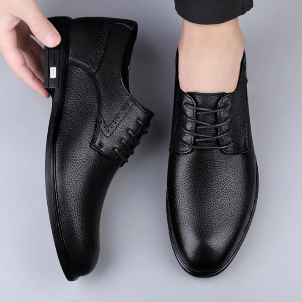Daily Casual Lightweight Loafers Italy Classic Formal Business Dress Shoes Men's Luxury Solid Wingtip Lace Up Leather Shoes