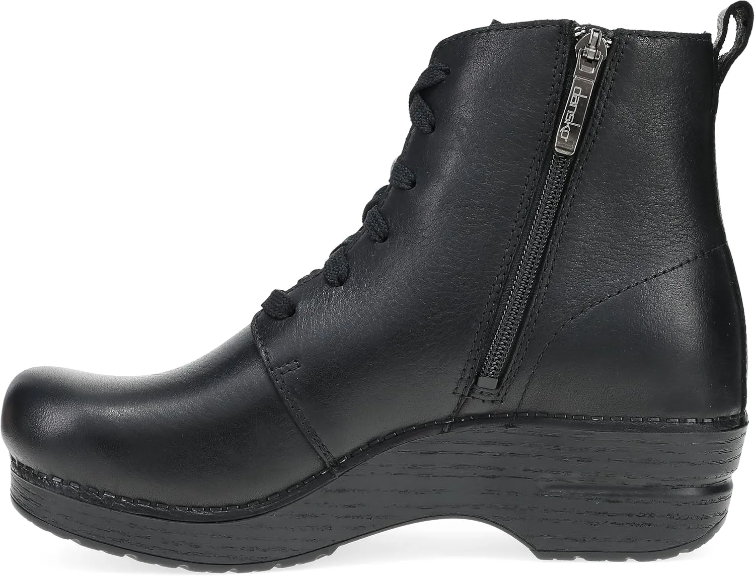 Dansko Sigourney Classic Stapled Clog in Lace-Up Boot Style for Women - Anti-Fatigue Rocker Bottom Promotes Forward Foot Motion