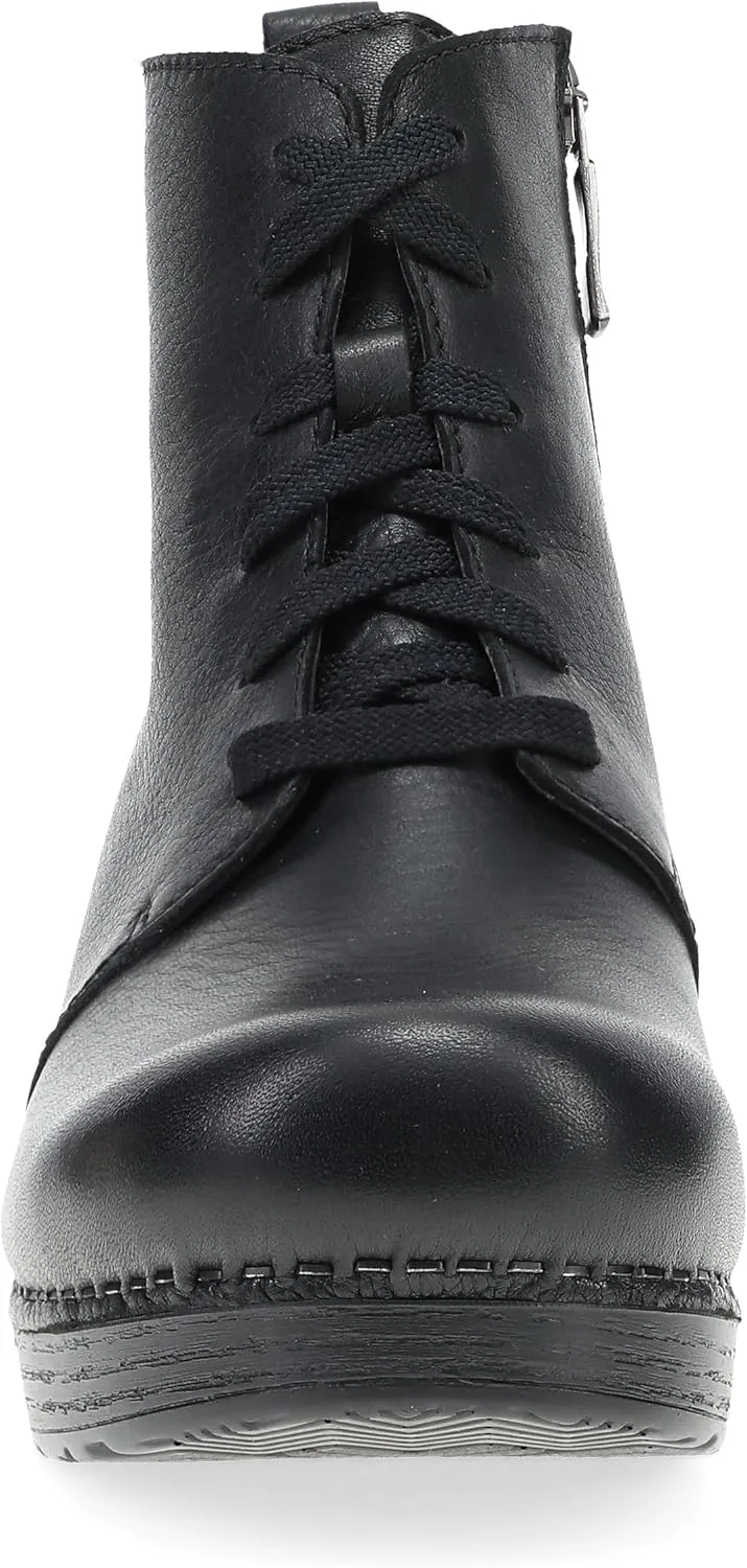 Dansko Sigourney Classic Stapled Clog in Lace-Up Boot Style for Women - Anti-Fatigue Rocker Bottom Promotes Forward Foot Motion