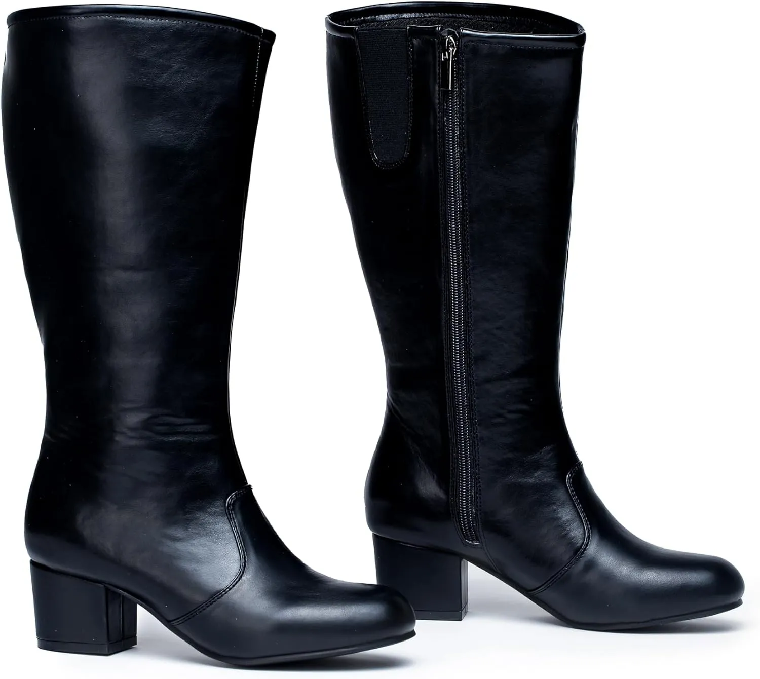 Danz N Motion Parade Boots Womens Dolly 2" Heel Knee High Black and White 531 & 5333