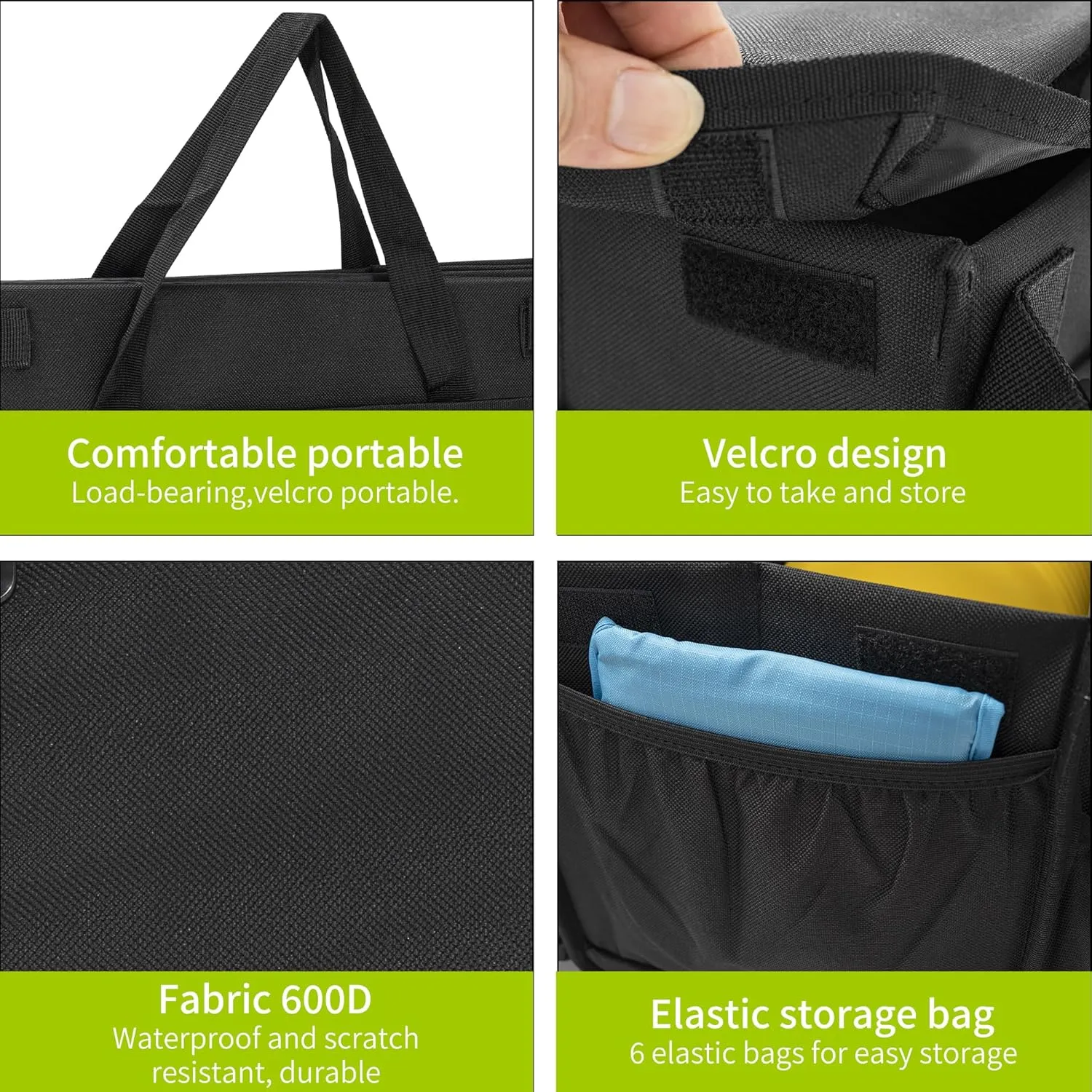 Disc Golf Storage Bag Durable Large Capacity with Dividers and Multi Side Pockets, Black