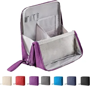 Doresty Makeup Bag, Standing Makeup Bag – Portable, Large Capacity, Multi-Purpose Large Capacity Oxford Cloth Standing Makeups Bags, Waterproof Multifunctional Make up Bags(Purple)