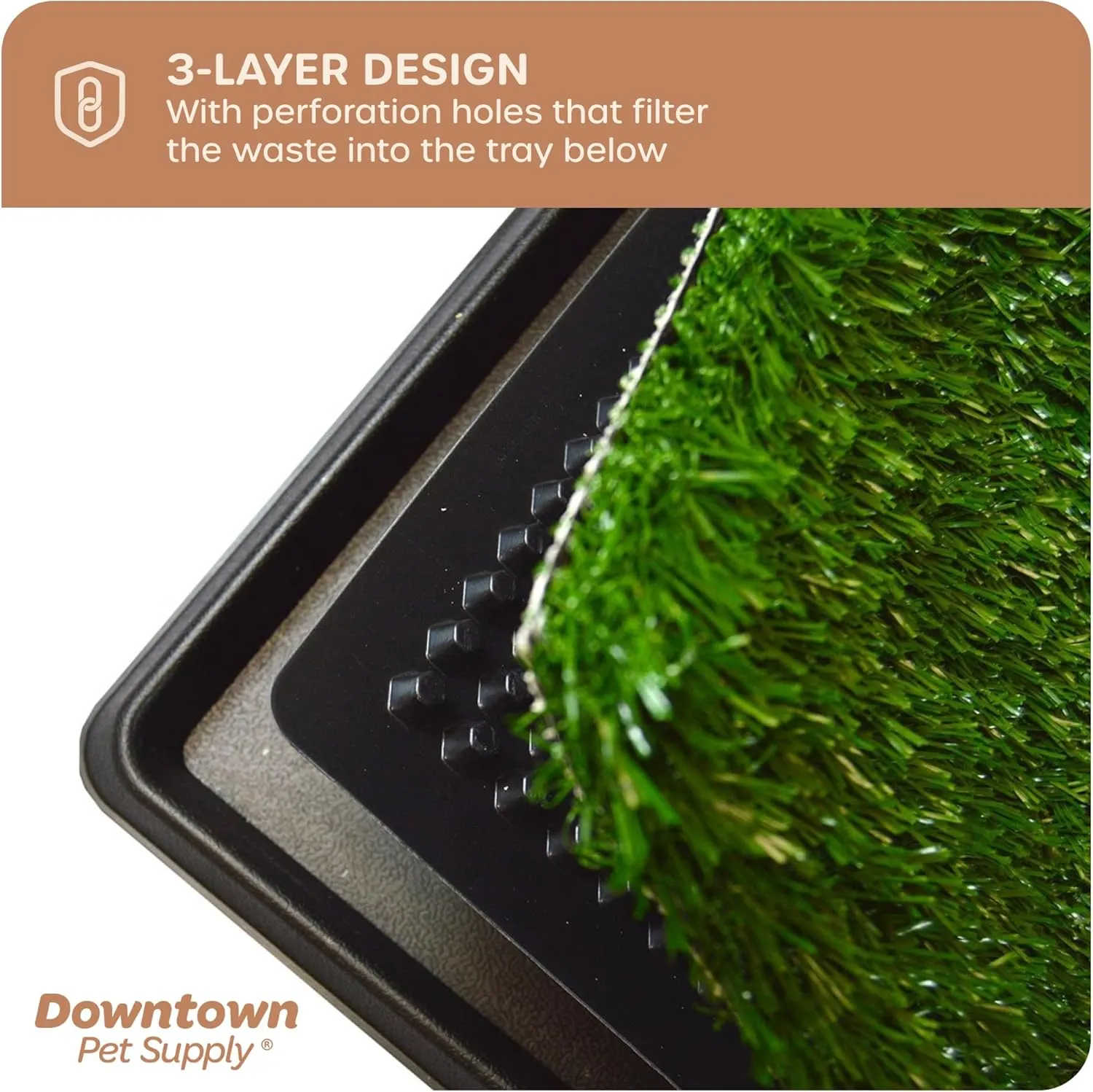 Downtown Pet Supply Dog Grass Pad with Tray, 20 x 25 - Outdoor and Indoor Potty System for Dogs with Replaceable Synthetic Grass Pee Turf - Portable and Waterproof Turf Dog Potty