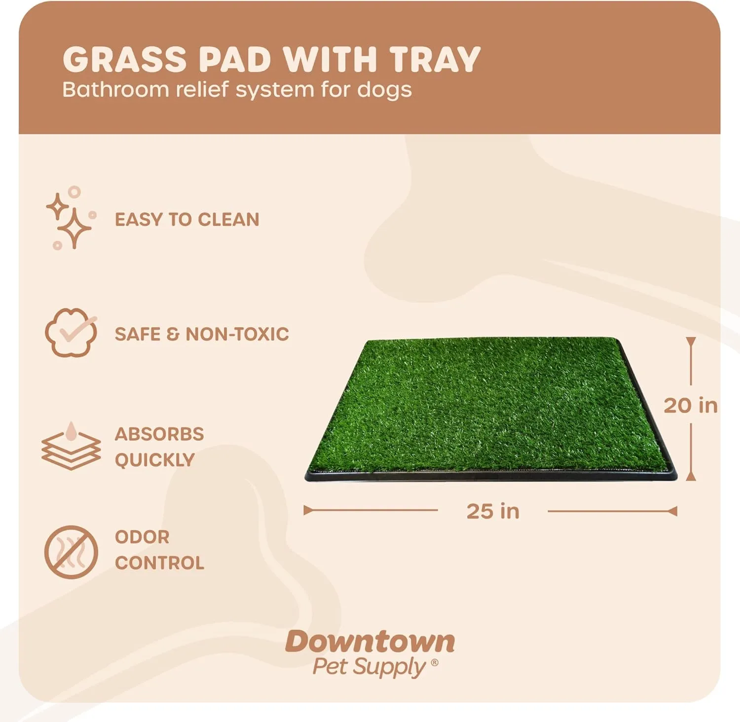 Downtown Pet Supply Dog Grass Pad with Tray, 20 x 25 - Outdoor and Indoor Potty System for Dogs with Replaceable Synthetic Grass Pee Turf - Portable and Waterproof Turf Dog Potty